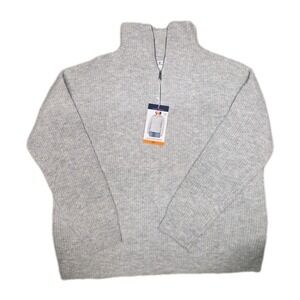 Modern Ambition Women's Knit Quarter-Zip Sweater Gray XXL‎